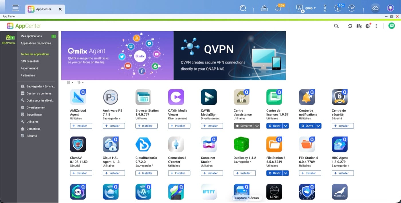 Interface QTS 5 sur QNAP TS-262A (vue 4)