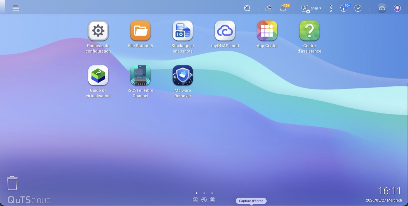 Interface QTS 5 sur QNAP TS-262A (vue 1)