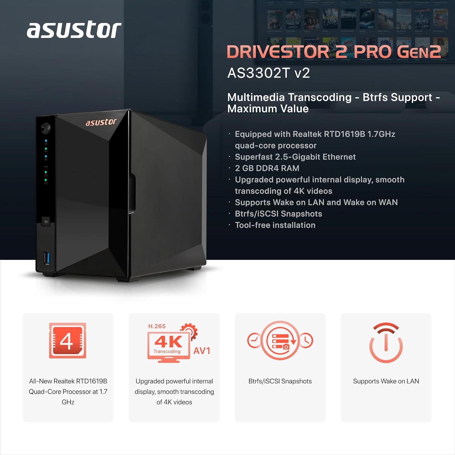 ASUSTOR DRIVESTOR 2 Pro Gen2 (AS3302T v2) - photo 2