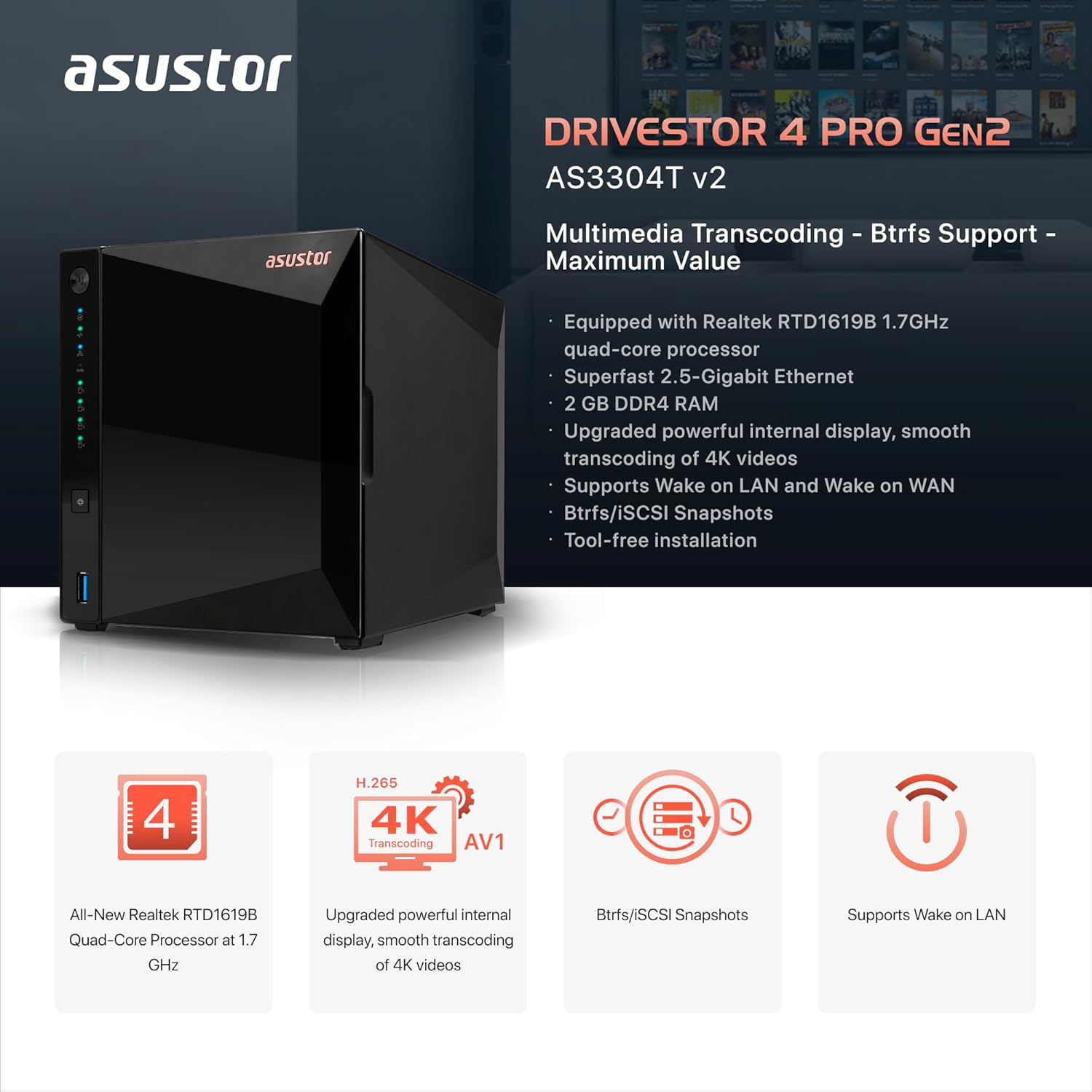 ASUSTOR DRIVESTOR 4 Pro Gen2 (AS3304T v2) - photo 2